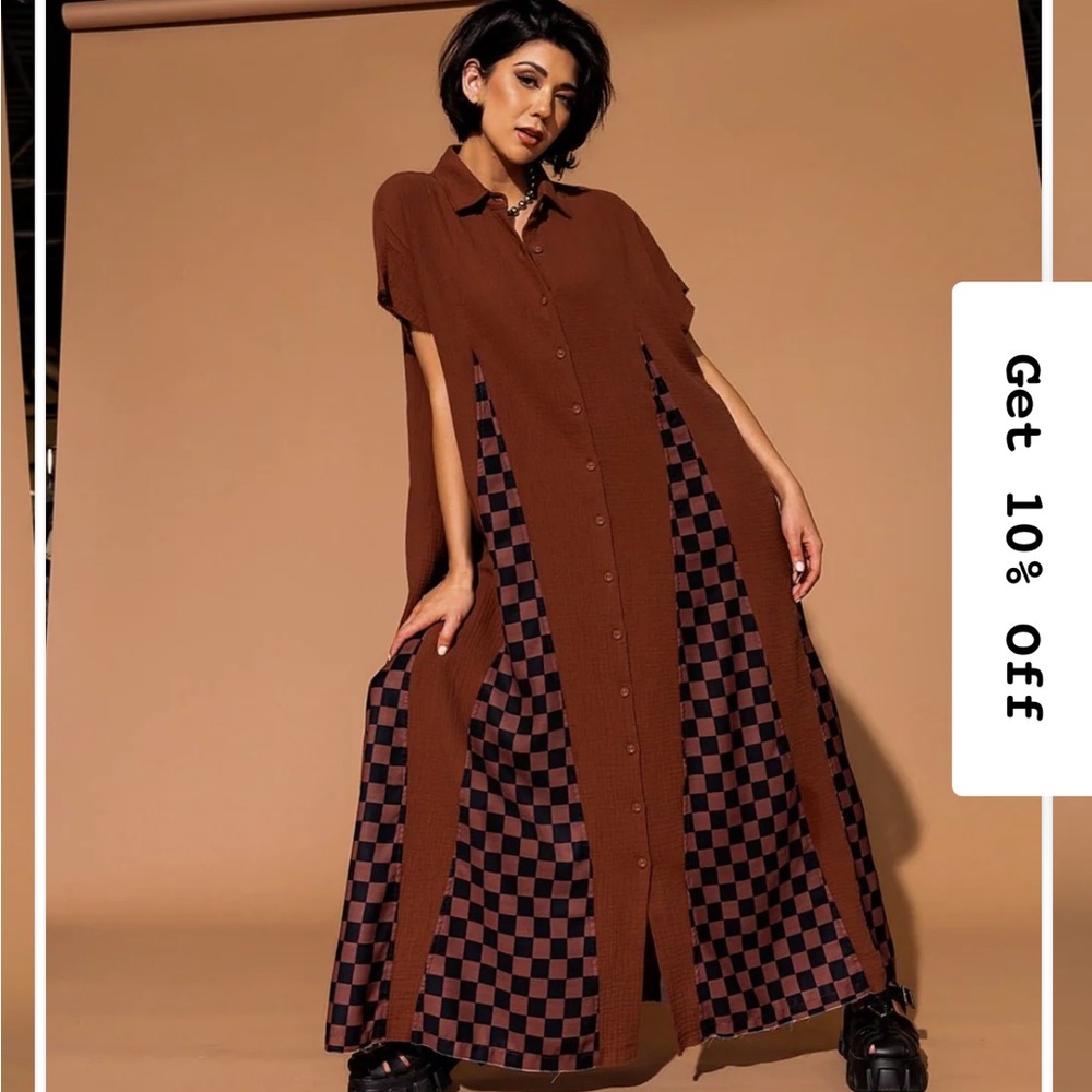 Dressed in LALA California Cool Oversized Maxi Dress in Brown